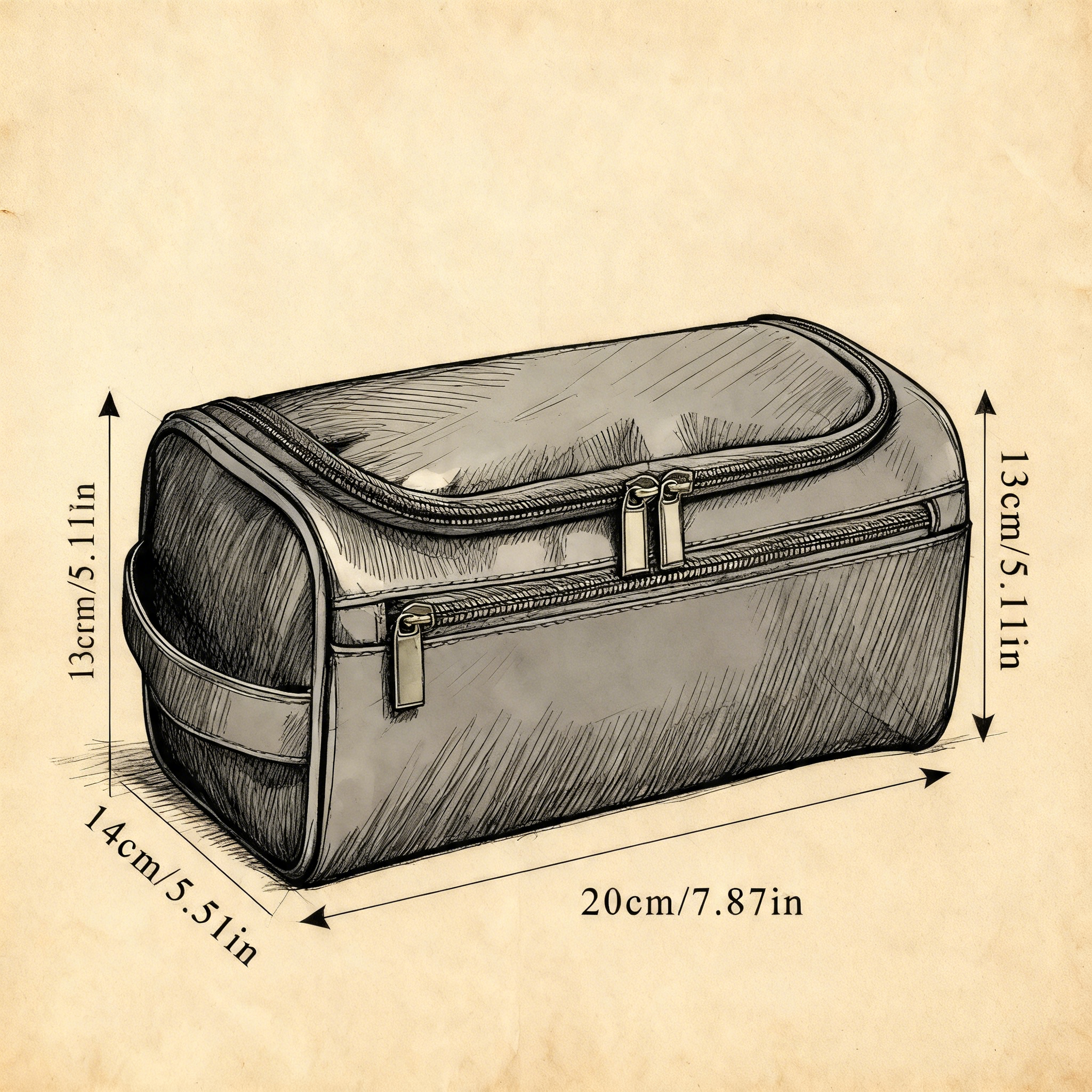 Pouchly Sol open showing interior capacity — 20cm × 14cm × 13cm